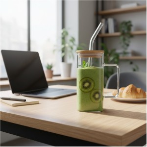 CANECA BOROSSILICATO QUADRADA COM TAMPA E CANUDO 380ML REF: 240225 CANECA BOROSSILICATO QUADRADA COM TAMPA E CANUDO 380ML REF: 240225