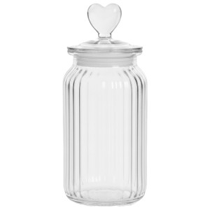 POTE DE VIDRO COM TAMPA HERMÉTICA MODELO CORAÇÃO 1250ML REF: 230541