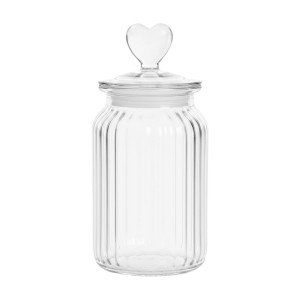 POTE DE VIDRO COM TAMPA HERMÉTICA MODELO CORAÇÃO 1000ML REF: 230542