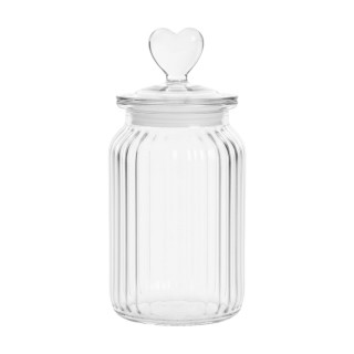 POTE DE VIDRO COM TAMPA HERMÉTICA MODELO CORAÇÃO 1000ML REF: 230542