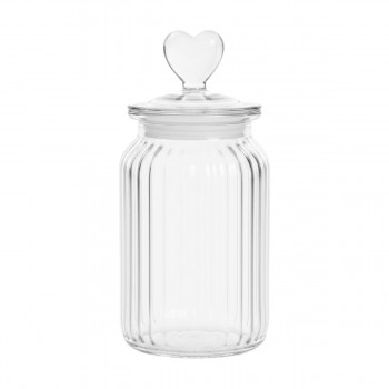 POTE DE VIDRO COM TAMPA HERMÉTICA MODELO CORAÇÃO 1000ML REF: 230542