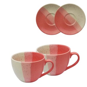 XICARA CERAMICA COM PIRES TERNURA 250ML COM 02 PEÇAS - ROSA REF: 321401
