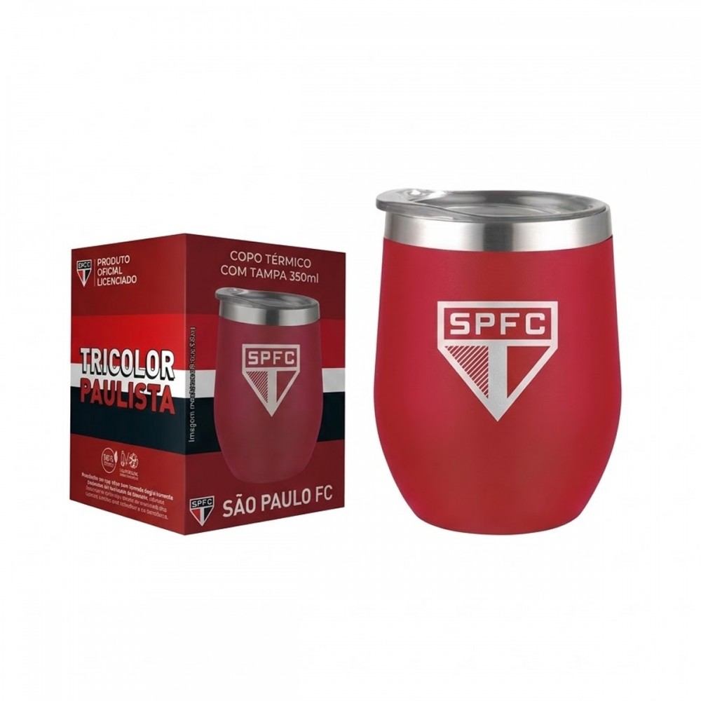 COPO TÉRMICO INOX COM TAMPA 360ML SÃO PAULO REF: 103136
