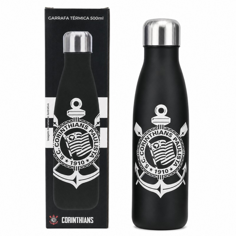 GARRAFA TÉRMICA INOX 500 ML MODELO CORINTHIANS REF: 113139 GARRAFA TÉRMICA INOX 500 ML MODELO CORINTHIANS REF: 113139