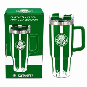 CANECA TÉRMICA INOX COM TAMPA E CANUDO 1200 ML MODELO PALMEIRAS REF: 153138 CANECA TÉRMICA INOX COM TAMPA E CANUDO 1200 ML MODELO PALMEIRAS REF: 153138