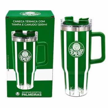 CANECA TÉRMICA INOX COM TAMPA E CANUDO 1200ML MODELO PALMEIRAS REF: 153138 CANECA TÉRMICA INOX COM TAMPA E CANUDO 1200ML MODELO PALMEIRAS REF: 153138