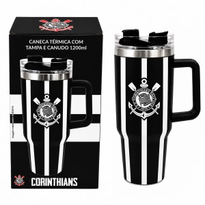 CANECA TÉRMICA INOX COM TAMPA E CANUDO 1200 ML MODELO CORINTHIANS REF: 153139 CANECA TÉRMICA INOX COM TAMPA E CANUDO 1200 ML MODELO CORINTHIANS REF: 153139