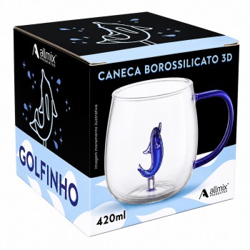 CANECA BOROSSILICATO DE VIDRO 420ML MODELO GOLFINHO REF: 213029 CANECA BOROSSILICATO DE VIDRO 420ML MODELO GOLFINHO REF: 213029