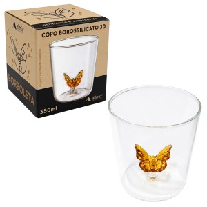 COPO BOROSSILICATO 3D 350ML MODELO BORBOLETA REF: 213024