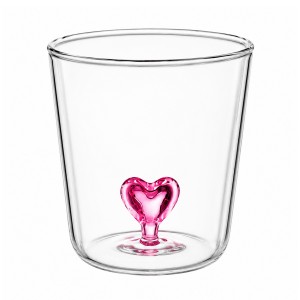 COPO BOROSSILICATO DE VIDRO 350ML MODELO CORAÇÃO 3D REF: 213023