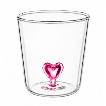 COPO BOROSSILICATO DE VIDRO 350ML MODELO CORAÇÃO 3D REF: 213023