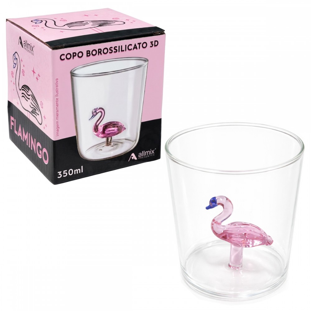 COPO BOROSSILICATO 350ML MODELO FLAMINGO REF: 213021