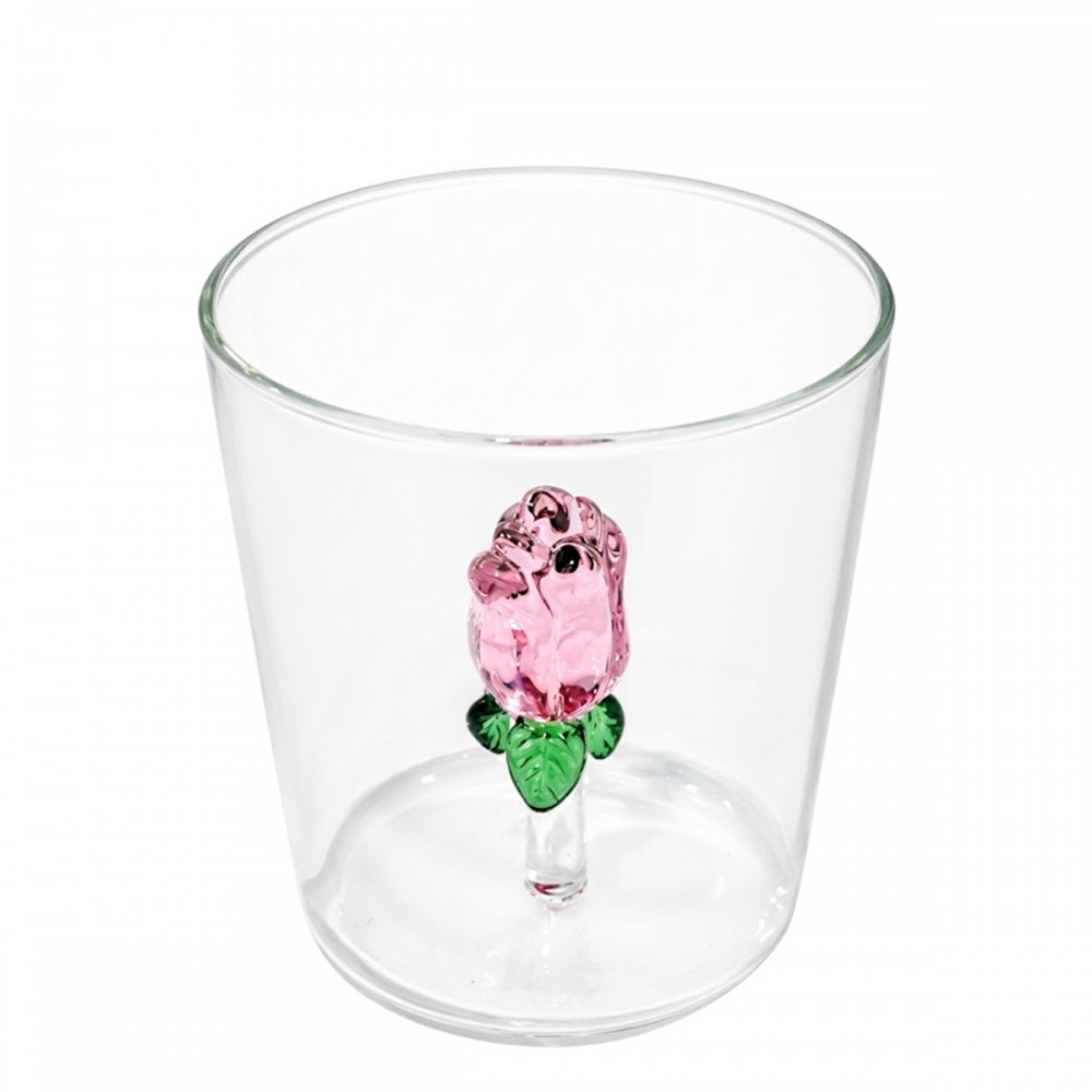 COPO BOROSSILICATO 3D 350ML MODELO ROSA REF: 213022