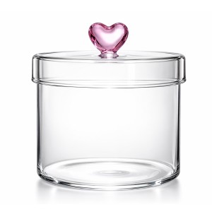 POTE BOROSSILICATO DE VIDRO COM TAMPA 650ML CORAÇÃO REF: 241025