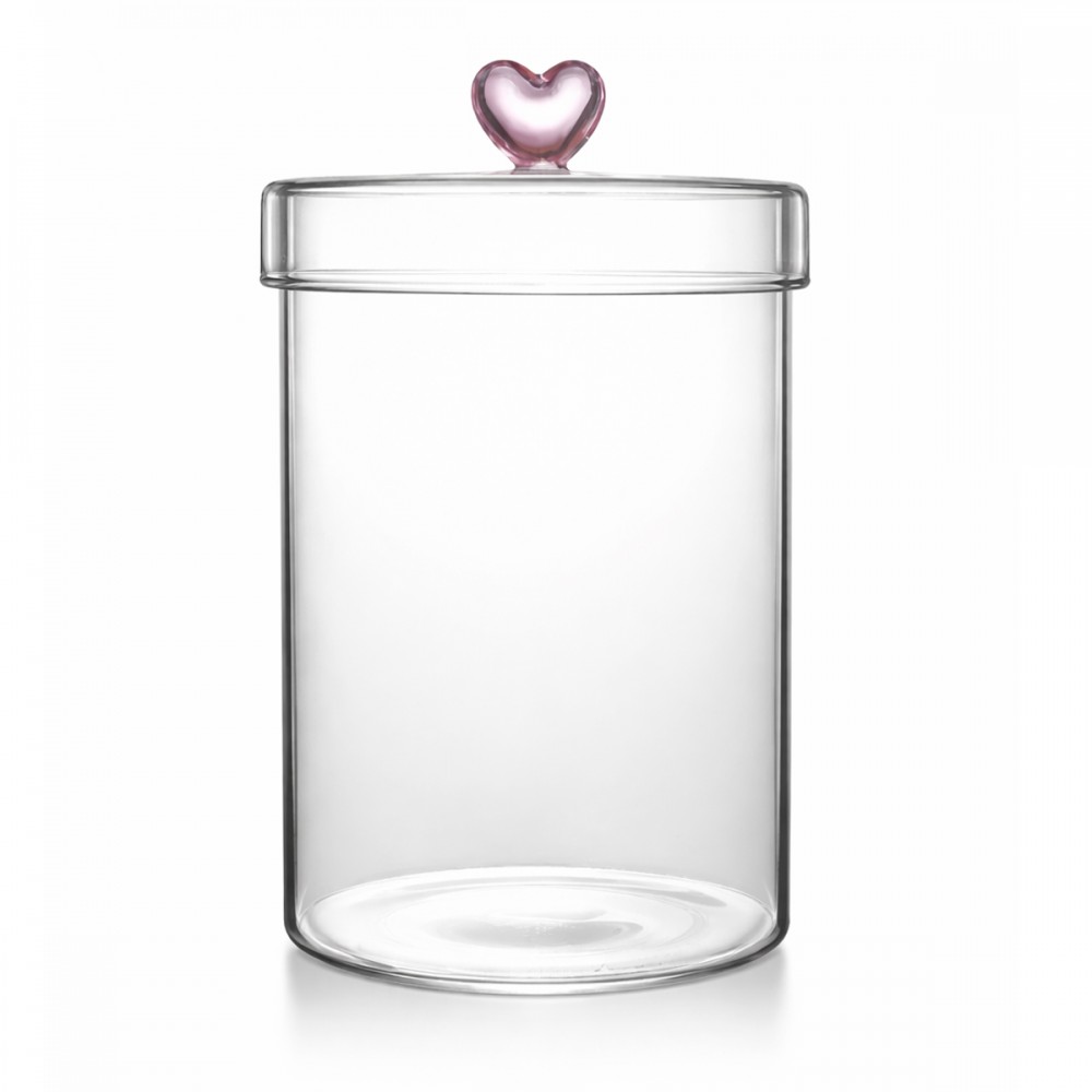 POTE BOROSSILICATODE VIDRO COM TAMPA 1100ML CORAÇÃO REF: 241027