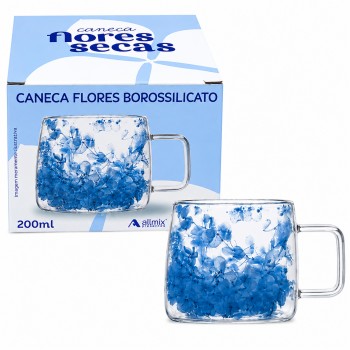 XÍCARA BOROSSILICATO PAREDE DUPLA MODELO FLORES SECAS 200ML REF: 241034