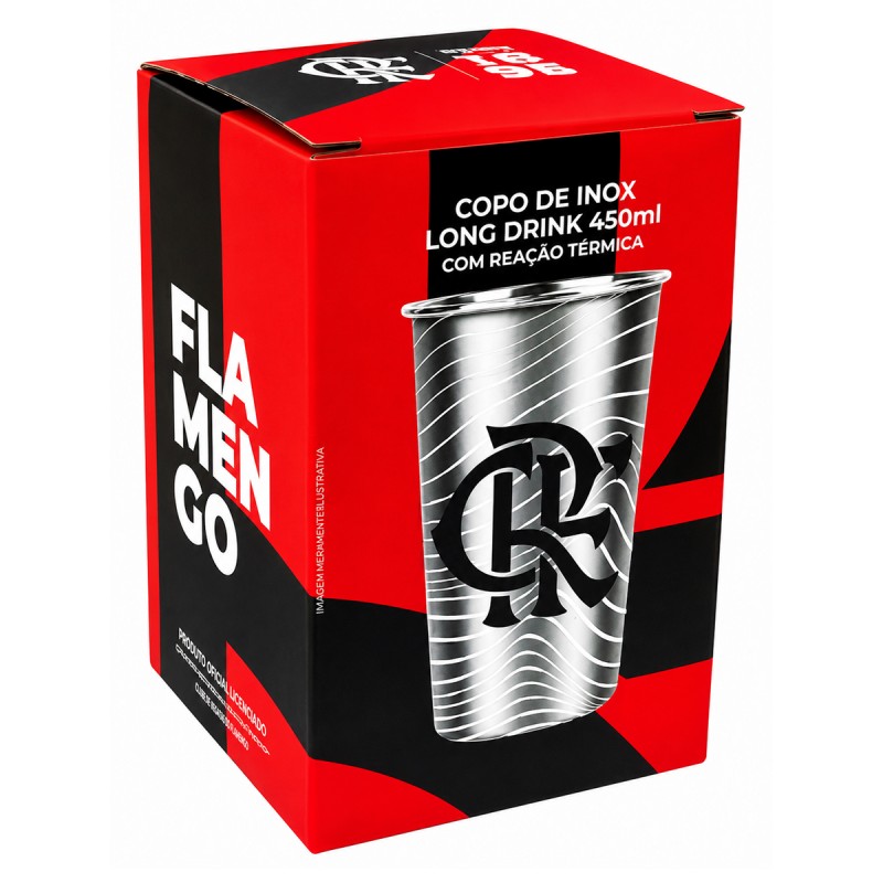 COPO TÉRMICO INOX 450ML COM REAÇÃO TÉRMICA MODELO FLAMENGO REF: 131333
