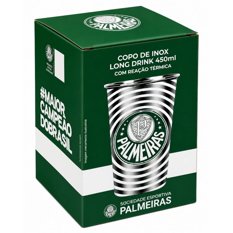 COPO TÉRMICO INOX 450ML COM REAÇÃO TÉRMICA MODELO PALMEIRAS REF: 131338 COPO TÉRMICO INOX 450ML COM REAÇÃO TÉRMICA MODELO PALMEIRAS REF: 131338