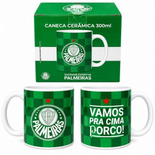 CANECA DE CERÂMICA 300ML MODELO PALMEIRAS REF: 211238