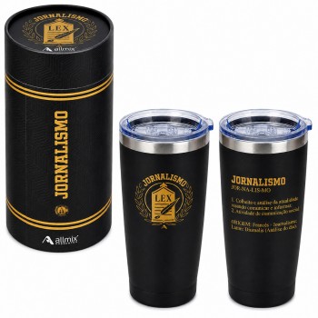 COPO TÉRMICO INOX LONG DRINK COM TAMPA 600ML MODELO JORNALISMO REF: 411905