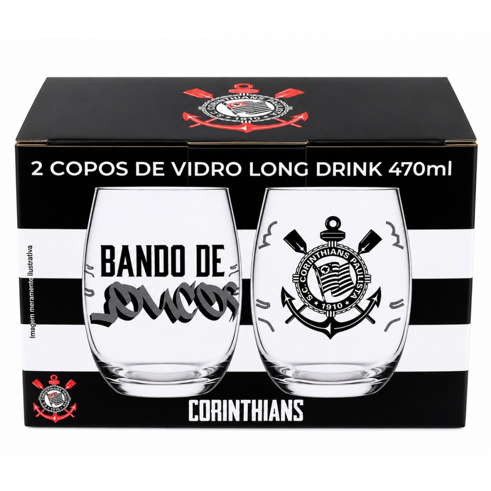COPOS DE VIDRO LONG DRINK BELIZE 470ML MODELO CORINTHIANS REF: 764739