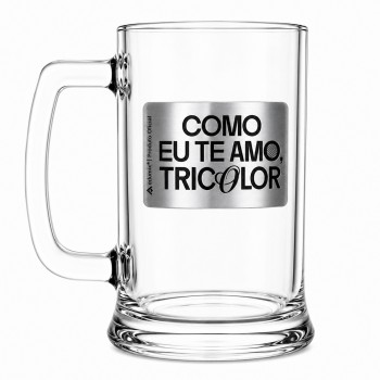 CANECA DE VIDRO CERVEJA COM PLACA DE METAL 420ML MODELO SÃO PAULO REF: 601036