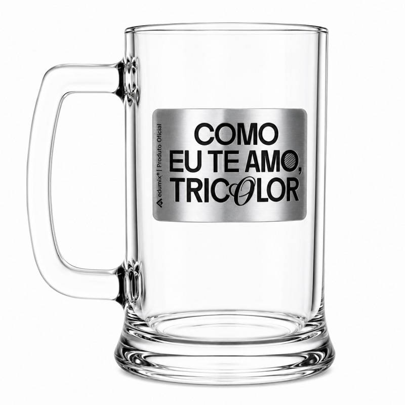 CANECA DE VIDRO CERVEJA COM PLACA DE METAL 420ML MODELO SÃO PAULO REF: 601036 CANECA DE VIDRO CERVEJA COM PLACA DE METAL 420ML MODELO SÃO PAULO REF: 601036