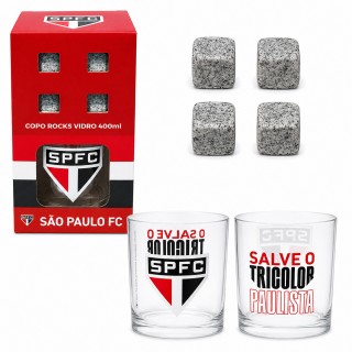 COPO DE VIDRO ROCKS 400ML COM CUBOS DE PEDRA MODELO SÃO PAULO REF: 740336