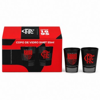 KIT 2 COPOS DE VIDRO SHOT 55ML MODELO FLAMENGO REF: 212233
