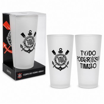 COPO DE VIDRO FOSCO 450ML MODELO CORINTHIANS REF: 782839 COPO DE VIDRO FOSCO 450ML MODELO CORINTHIANS REF: 782839