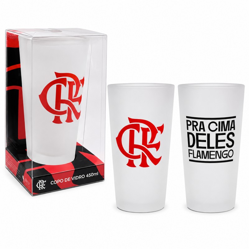COPO DE VIDRO FOSCO 450ML MODELO FLAMENGO REF: 740333