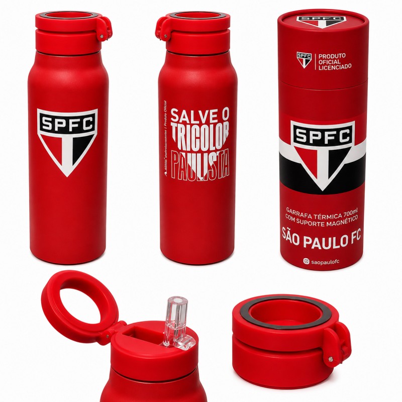 GARRAFA TÉRMICA INOX COM SUPORTE MAGNÉTICO 700ML MODELO SÃO PAULO REF: 41136