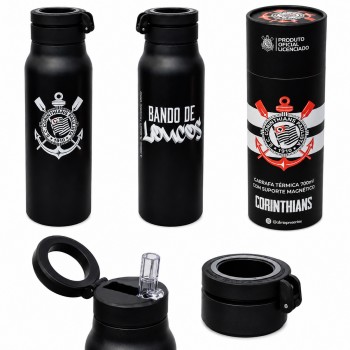 GARRAFA TÉRMICA INOX COM SUPORTE MAGNÉTICO 700ML MODELO CORINTHIANS REF: 41139 GARRAFA TÉRMICA INOX COM SUPORTE MAGNÉTICO 700ML MODELO CORINTHIANS REF: 41139
