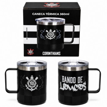 CANECA TÉRMICA DE AÇO INOX COM TAMPA 360ML MODELO CORINTHIANS REF: 622539 CANECA TÉRMICA DE AÇO INOX COM TAMPA 360ML MODELO CORINTHIANS REF: 622539