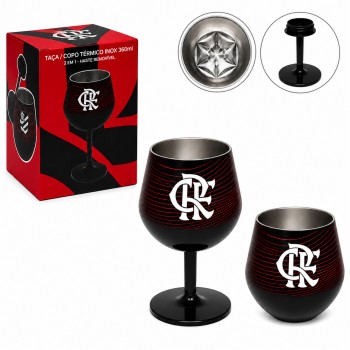TAÇA OU COPO TÉRMICO INOX 2 EM 1 360ML MODELO FLAMENGO REF: 402033 TAÇA OU COPO TÉRMICO INOX 2 EM 1 360ML MODELO FLAMENGO REF: 402033