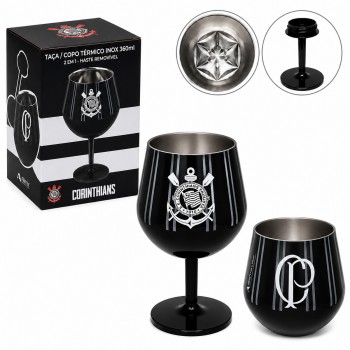 TAÇA OU COPO TÉRMICO INOX 2 EM 1 360ML MODELO CORINTHIANS REF: 402039 TAÇA OU COPO TÉRMICO INOX 2 EM 1 360ML MODELO CORINTHIANS REF: 402039