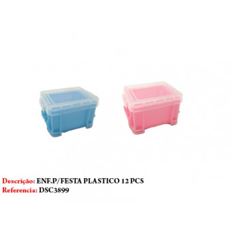 ENFEITE PARA FESTA PLÁSTICO 12 PCS ROSA