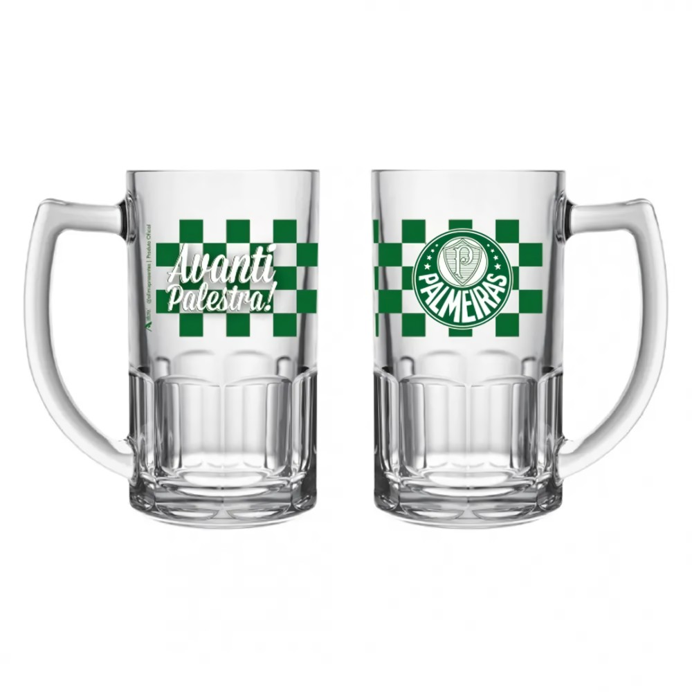 CANECA DE VIDRO PALMEIRAS 340ML REF: 119038