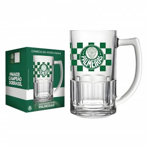 CANECA DE VIDRO PALMEIRAS 340ML REF: 119038