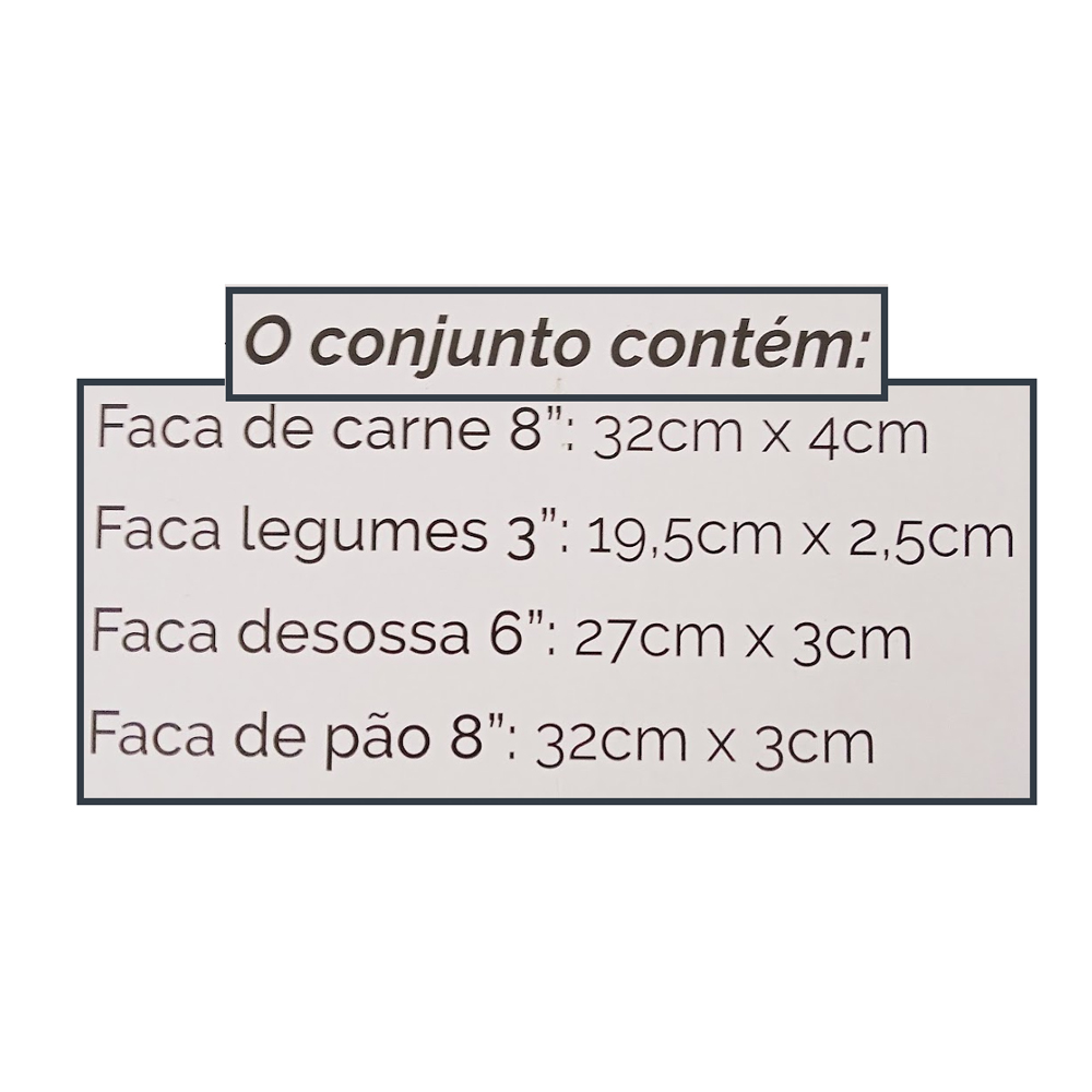 KIT FACAS 4 PEÇAS INOX  REF: CK5967 