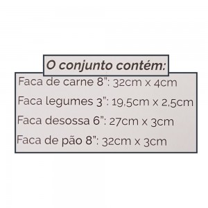 KIT FACAS 4 PEÇAS INOX  REF: CK5967  KIT FACAS 4 PEÇAS INOX  REF: CK5967