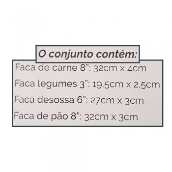 KIT FACAS 4 PEÇAS INOX  REF: CK5967 