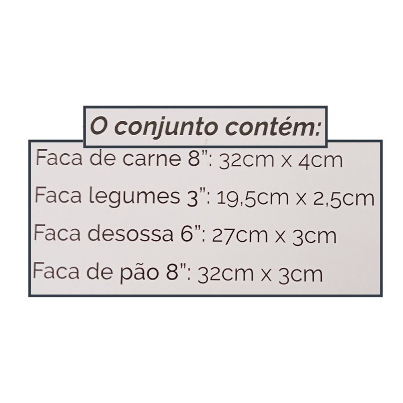 KIT FACAS 4 PEÇAS INOX REF: CK5967 KIT FACAS 4 PEÇAS INOX REF: CK5967