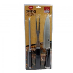 KIT CHURRASCO 3 PEÇAS INOX  REF: CK5968  KIT CHURRASCO 3 PEÇAS INOX  REF: CK5968