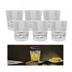 KIT 6 COPOS DE VIDRO CANELADOS EM VIDRO 255ML REF: CK6907 KIT 6 COPOS DE VIDRO CANELADOS EM VIDRO 255ML REF: CK6907