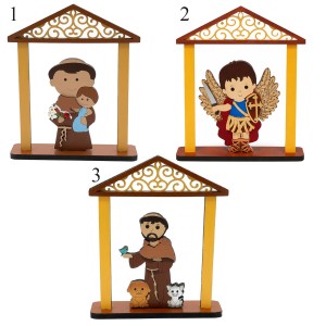 ENFEITE DECORATIVO DE MESA MODELO SANTINHOS DE MADEIRA REF: 004657