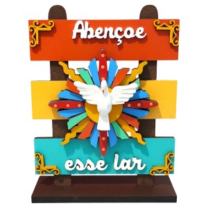 PLAQUINHA DECORATIVA DE MESA DE MADEIRA REF: 004688