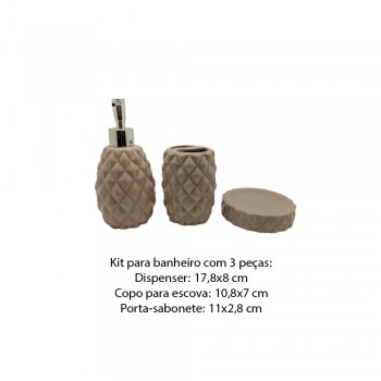 KIT P/ BANHEIRO 3 PEÇAS MARROM CLARO REF: D0747