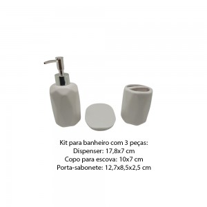 KIT P/ BANHEIRO 3 PEÇAS EM CERÂMICA COR BRANCA REF: D0750 KIT P/ BANHEIRO 3 PEÇAS EM CERÂMICA COR BRANCA REF: D0750