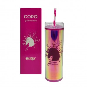 COPO COM CANUDO MODELO UNICÓRNIO EM PLÁSTICO 450ML  REF: 10022708 COPO COM CANUDO MODELO UNICÓRNIO EM PLÁSTICO 450ML  REF: 10022708